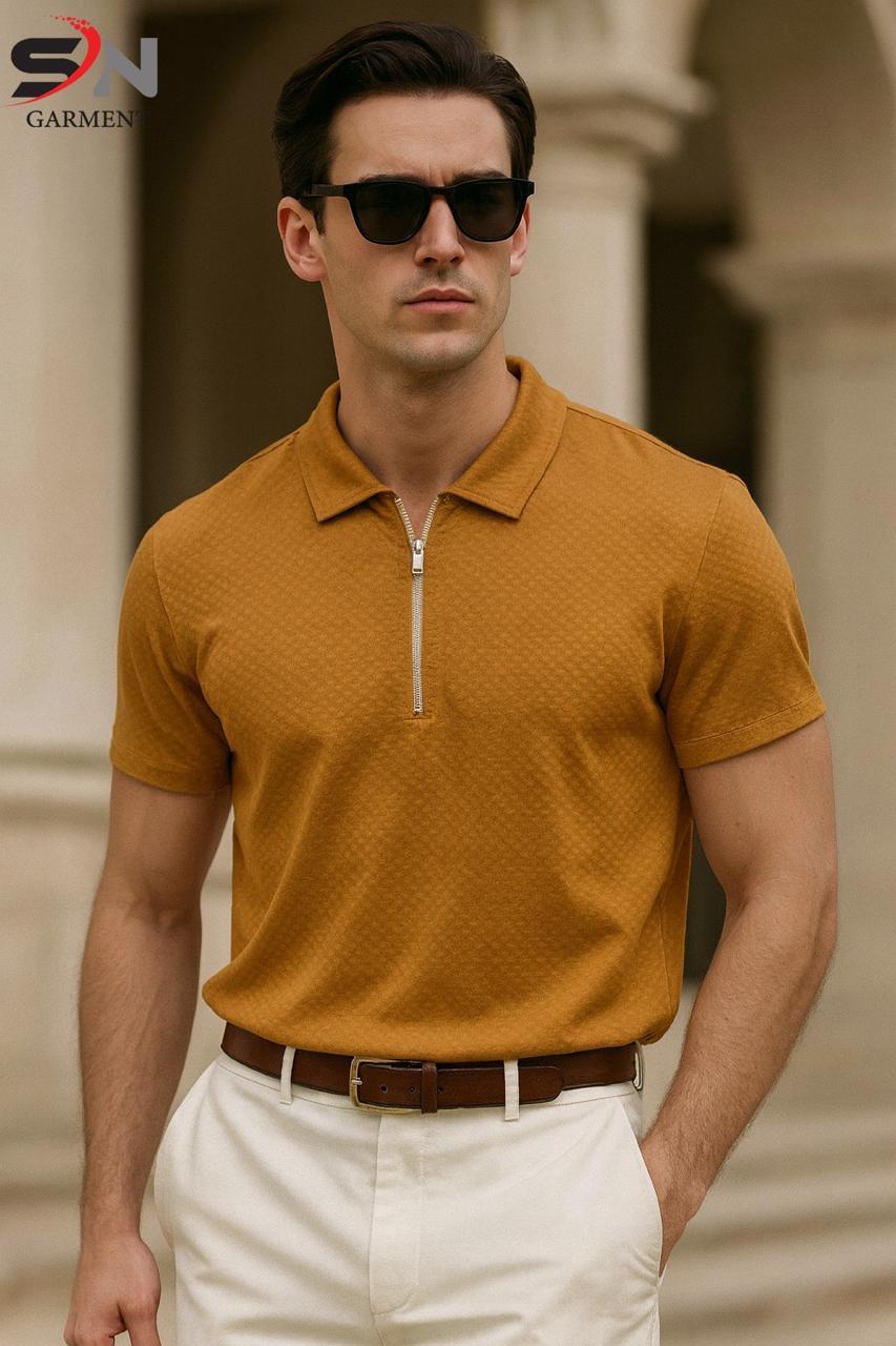 Zip Style Texture T-Shirt