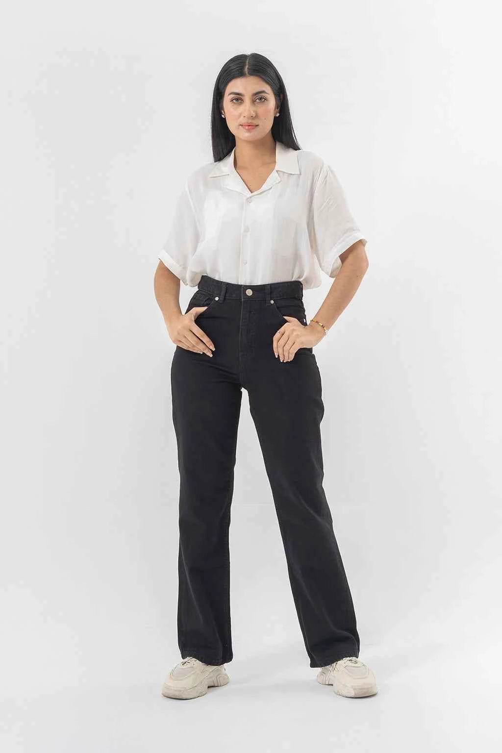 High Waist Black Denim Pants for a Chic Everyday Style