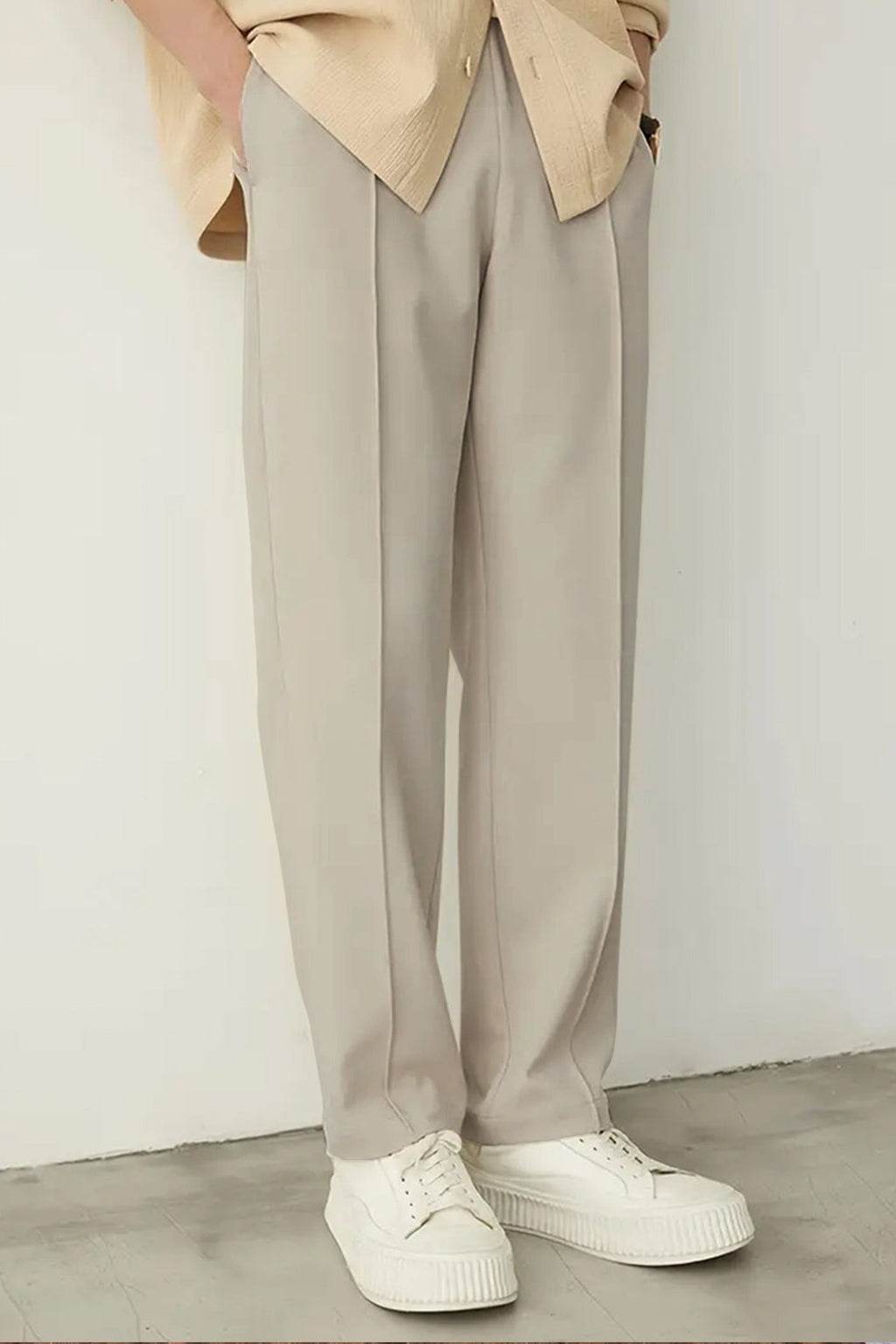 Relaxed Fit Platted Trouser - Cream Beige