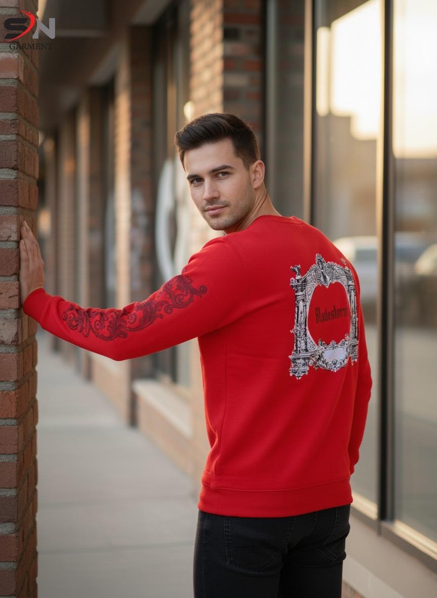 Luxeloop Winter Collection – Front Back Sleeve Embossed Printed Sweatshirt