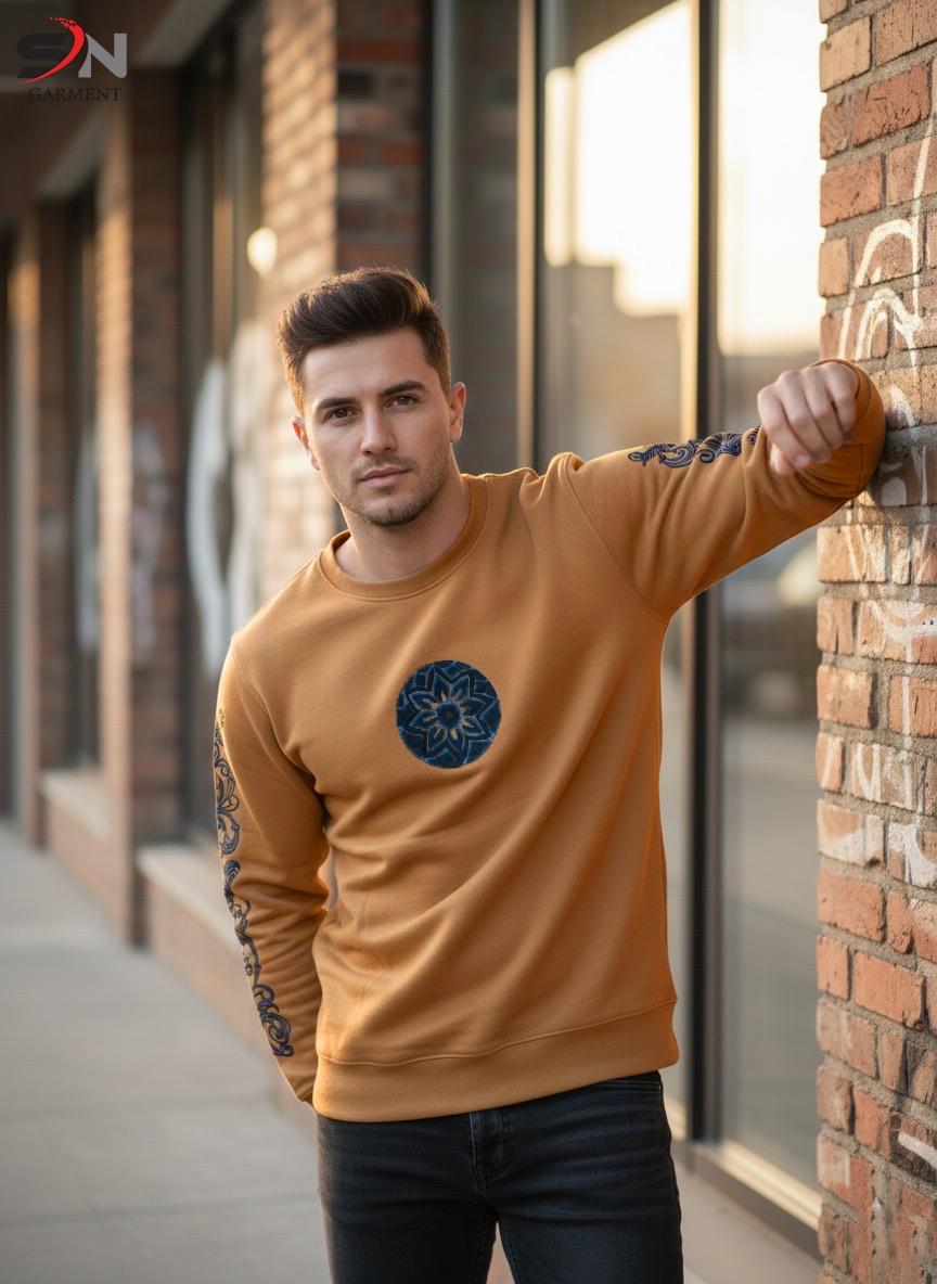 Embossed Printed Cotton Fleece Sweatshirt