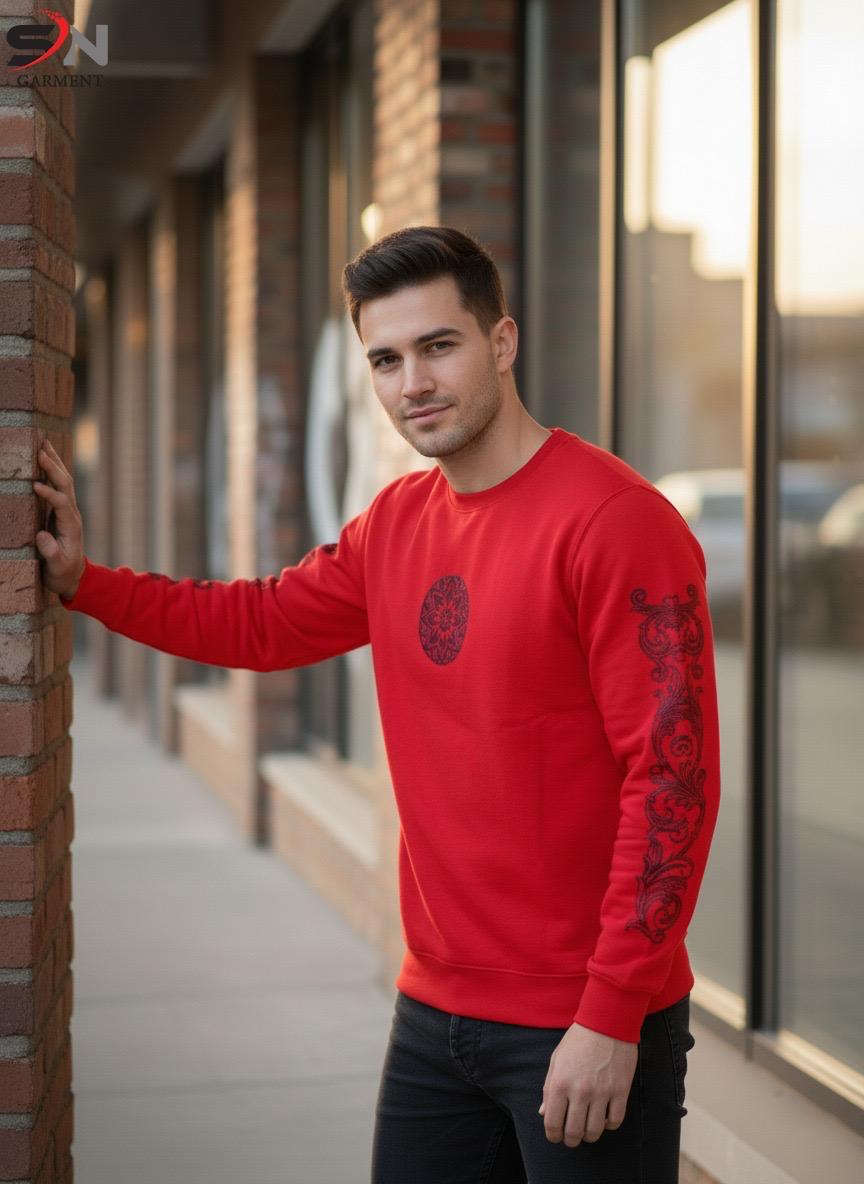 Luxeloop Winter Collection – Front Back Sleeve Embossed Printed Sweatshirt