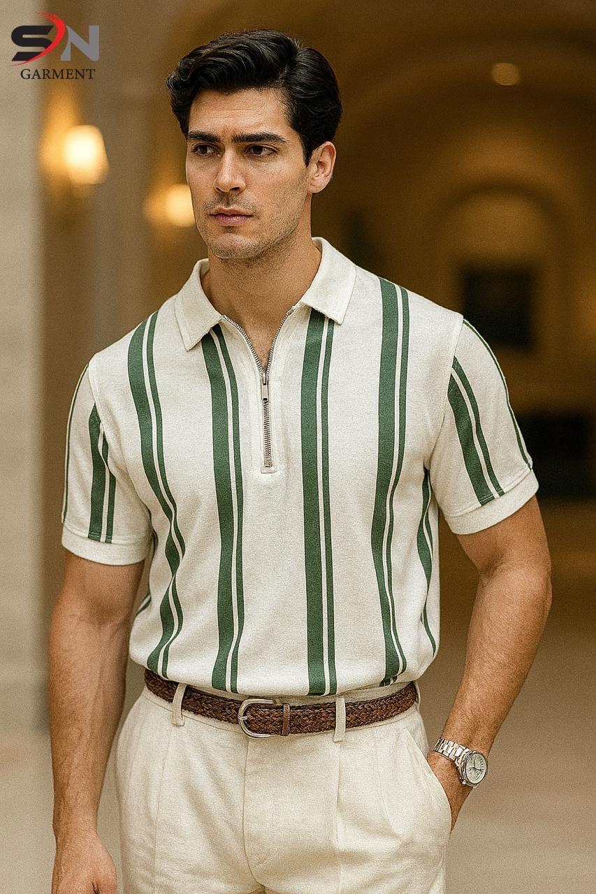 Printed Zipped Polo Tshirt